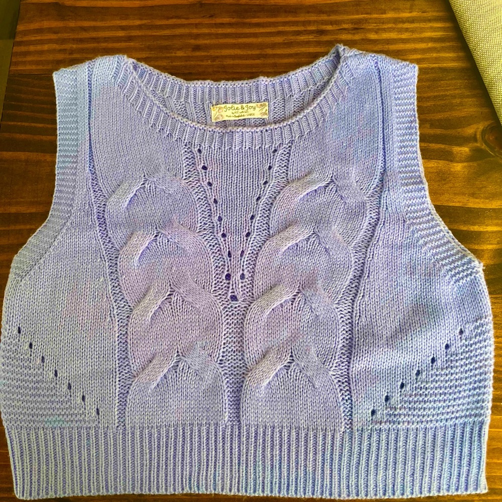 Lavender Knit Cropped Sleeveless Top
